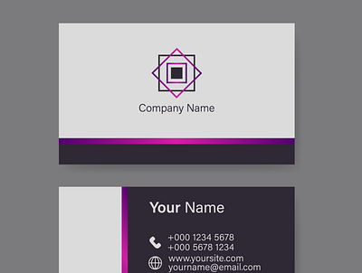 Business card in gray and purple gradient bussines card gradient graphic design