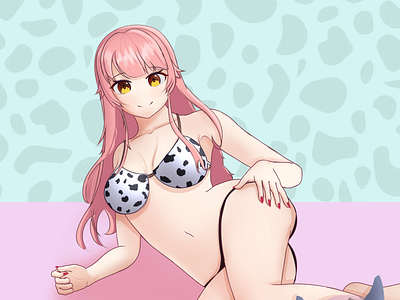 anime girl bikini commisionsopen draw fanart illustration vtuber