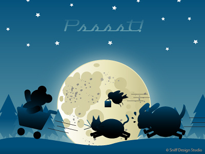 On The Run animal bear bird cat dog dreamy moon night online store annoucement opening pet design pet graphic pet illustration playful sniff sniff design whimsical