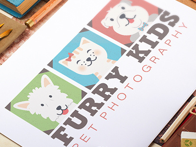 Logo Design for Furry Kids Pet Photography colorful detailed dogs illustrative pet business pet industry pet photographer pets playful