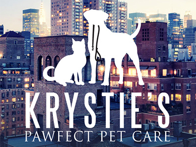 Pet Sitting Logo Design For Krsties Pawfect Pet Care cat dog new york pet business pet sitter pets silhouette