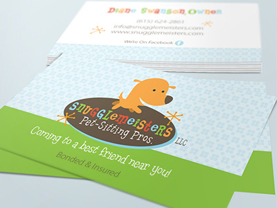 Pet Business Card Design For Snugglemeisters Pet Sitting Pros