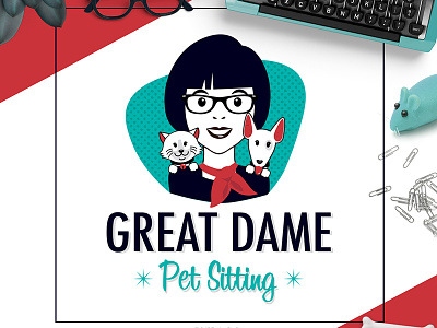Pet Business Logo Design For Great Dame Pet Sitting 3 color branding canine cat dog feline pet business pet sitting logo pets retro logo design