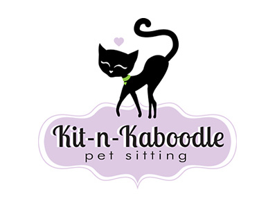 Kit-N-Kaboodle Pet Logo black cat cat logo feline logo design kitty pet pet logo design pet service pet sitting logo