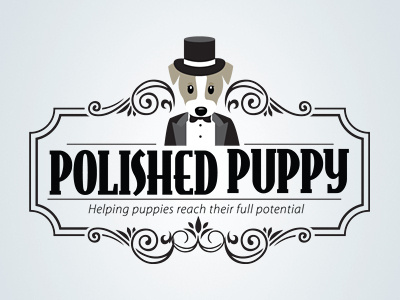 Pet Business Logo Design - Polished Puppy animal logo branding canine cute dog dog logo elegant fancy jack russel terrier logo one color pet pet business pet business branding design pet design pup retro vintage