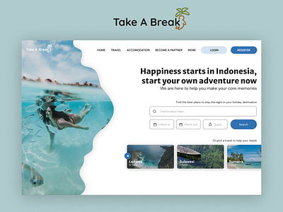 Take a Break - Villa & Resort and Travel Booking Website dashboard hotel landing page resort travel ui ux villa web design website design