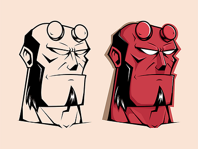 Hellboy illustration head hellboy illustration