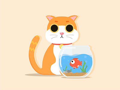 Cat illustration cat cute fish illustration