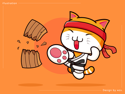 Karate illustration cat cute design illustration karate play