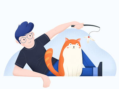 Play blue cat cute design illustration play
