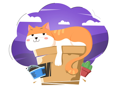 Cat illustration cat cute design illustration orange play