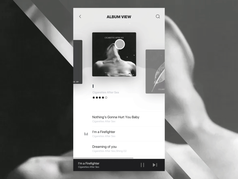 Music Player Dribbble album view app audio audio player ios mobile music music player screen