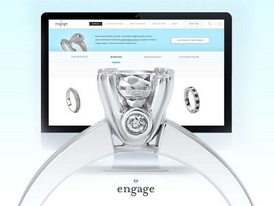 Engage Diamonds clean design diamonds engage engagement jewelry rings strategy ui ux website wedding rings