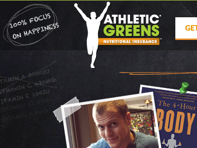 Athletic Greens Home Page antonio diaz athletic greens chalk ferriss texture tim typography