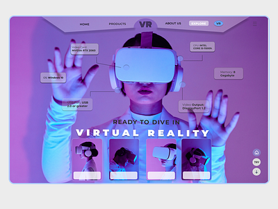 Landing Page for Virtual Reality Website app branding design ui user experience virtual reality web design