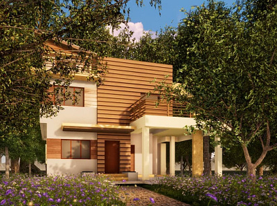 Forest House 3d architectural visualization blender design photoshop render