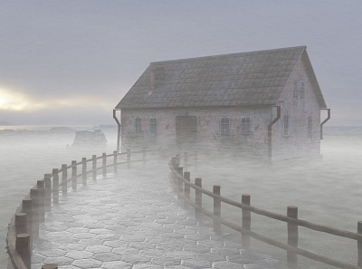 Foggy House 3d blender design photoshop render