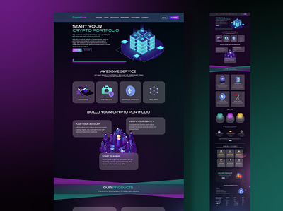 Cryptopunk Website Landing page blockchain crypto cryptocurrency cyberpunk design futuristic neon uiux webdesign