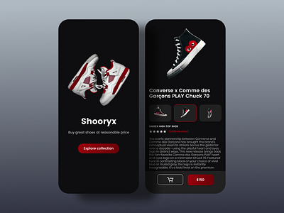 Shooryx Shoe app UI design