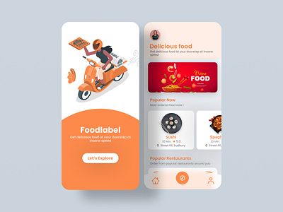 Foodlabel Food Delivery app UI 3d appdesign appui branding delivery food fooddelivery newdesign ui uidesign unique uxdesign