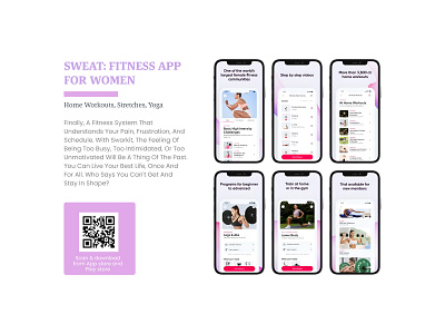 Sweat : Fitness app for women appdesign branding fitness fitnessapp graphic design ui uidesign uiux womenfitness