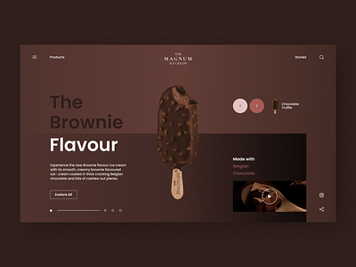 Magnum landing page Hero section redesign appdesign apptix branding chocolate design icecream magnum newdesign populardesign ui uiux webdesign