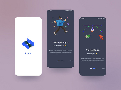 Eonify - Mobile App Authentication Page 📱📱 authentication design echotemplate figma forget password ios md solaiman ali mobile app mobile app design onboarding screen product design reset password sign in sign up splash screen success state popup ui user experience user interface ux