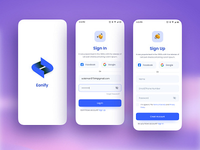 Eonify - Mobile App Authentication Page 📱📱 by Echotemplate on Dribbble