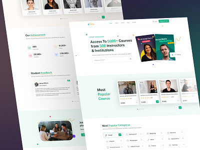 eDex - Online Course E-Learning Website. Free Figma Template courses landing page design e learning echotemplate education figma learning platfrom md solaiman ali minimal online course online courses product design school tutoring ui uiux university web