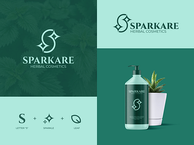 Sparkare Logo Design beauty logo brand identity branding cosmetic cosmetic logo design graphic design herbal herbal cosmetics herbal logo leaf logo letter s logo logo logo concept logo design skincare skincare logo sparkle logo