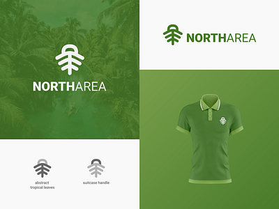 NorthArea Logo Design abstract logo brand identity branding comfort design destination logo graphic design inexpensive leaves leaves logo logo logo concept logo design simple logo suitcase tropical destination tropical logo vector