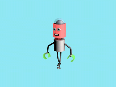 Robot running and late for work 3d art animated gif animation perfect loop robot