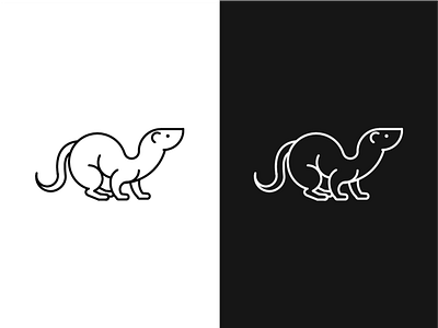 Wild animals: Ermine animal black white character creatures design ermine graphic icon illustrator minimalistic nature outlines practice sketch vector