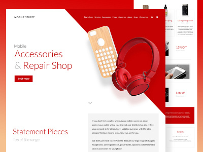 Mobile Street accessories card ecommerce interface layout mobile mobile repair ui ux web design website