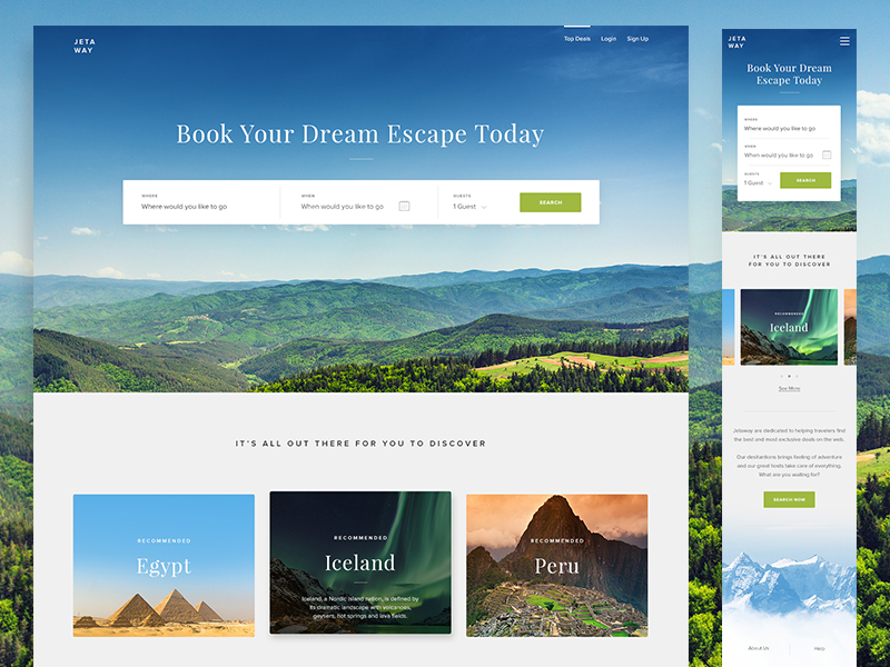Jetaway Home Page Design by George Cohen on Dribbble