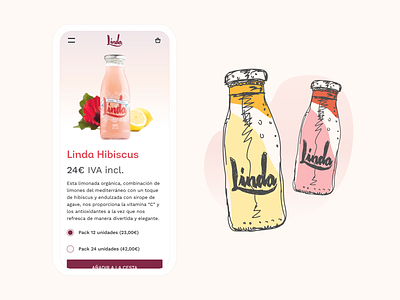 Linda Drinks - Product Page colorful ecommerce fruits illustration juice responsive design