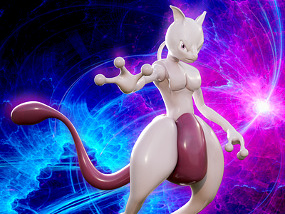 MewTwo 3d 3d modeling anime arnold character art character design fan art maya photoshop pokemon substance painter zbrush