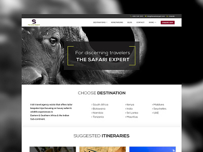 The Safari Expert black green material red safari travel uiux web website white