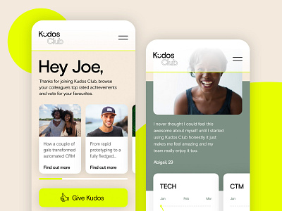 Kudos Club UI cards design flat icon kudos like minimal mobile type ui ui design ux web website