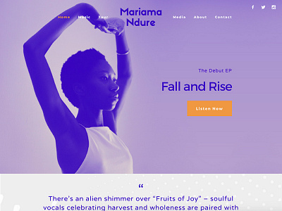 Mariama Ndure Artist Site artist music musician web design