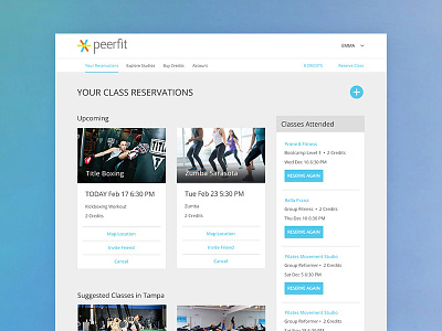 Peerfit User Dashboard dashboard fitness interface responsive ui ux