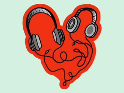 Headphones Heart february heart illustration love music valentines day