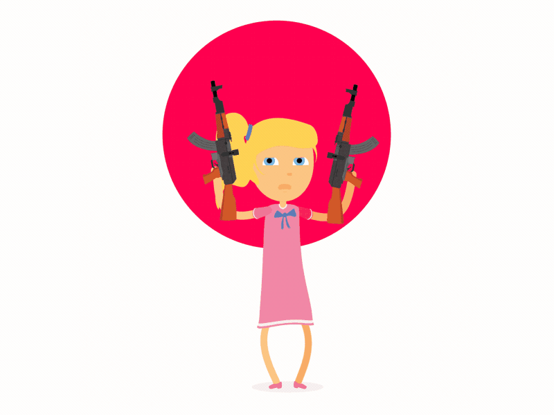 Girl With Gun 2d aftereffects animations character flat girl gun motion shoot