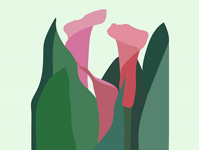 Tulips art green illustration leaves nature tulips