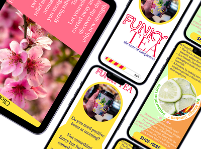 Funky Tea's branding mobile mockup tea ui webdesign