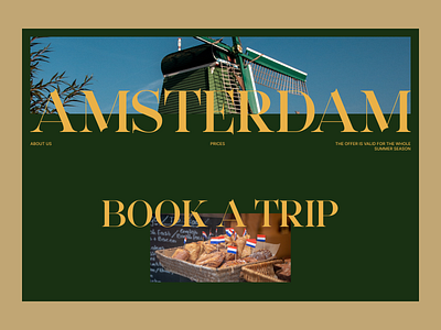 Tour to Amsterdam main screen concept amsterdam best design green latest layout main screen modern shot style travel trend trendingdesign trendy typography ui ui design uiux web design website