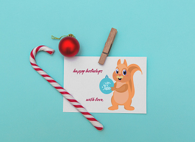 Christmas/New Year card with a cute squirrel illustration. animal card character characterdesign christmas cute gift graphic design holidays illustration new year vector