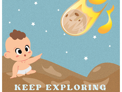 Baby looking at an asteroid art baby character child cute design graphic design illustration universe vector