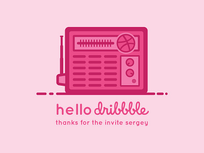 Dribbble Radio clean debut flat mono pink radio retro simple