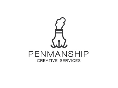 Penmanship Logo Dribbble boat brand logo pen pen nib ship vector